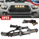 4x Raptor Style Smoked Lens Front Grille Amber LED Kit For 2016-19 Toyota Tacoma