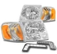 FOR 01-05 FORD EXPLORER SPORT TRAC CHROME 4PCS HEADLIGHTS LAMPS W/CORNER+LED DRL