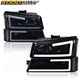 Smoke Headlights Bumper Lamps Fit For 03-07 Chevy Silverado Avalanche w/ LED DRL
