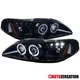 Fit 1994-1998 Ford Mustang GT Black Smoke LED Halo Projector Headlights Lamps