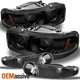 For 01-06 GMC Sierra Yukon Denali Black Smoked Halo LED Headlights+Bumper Signal