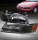 For 97-99 Toyota Camry Replacement Headlight Headlamp w/Corner Black Left+Right
