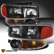 Fits 2000-2006 GMC Sierra 1500 2500 Yukon XL Denali Black Headlights+Bumper Lamp