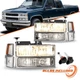 For 94-98 Chevy Silverado C10 C/K 1500 2500 3500 Chrome Headlights LH+RH w/Bulbs