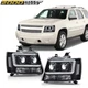 HEADLIGHTS FIT FOR 2007-2014 CHEVY TAHOE SUBURBAN AVALANCHE BLACK LED DRL LAMPS