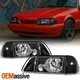 Fit 1987-1993 Ford Mustang Black Headlights w/Corner & Parking Lights 6Pcs 87-93