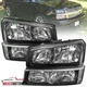 Black Headlights+Bumper Lamps Fits 2003-2007 Chevy Silverado 2002-2006 Avalanche