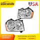 For 2005-2007 Jeep Grand Cherokee Headlights Headlamps Chrome Housing Amber Set