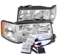 FOR 97-99 CADILLAC DEVILLAC CHROME REPLACEMENT HEADLIGHT HEADLAMP LAMP W/10K HID