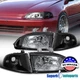 Fits 1992-1995 Honda Civic 2D/3D Head Lights+Turn Signal Lamps Black