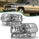 For 1999-2006 GMC Sierra/ 00-06 Yukon 4Pcs Factory Clear Headlights+Bumper Lamps
