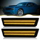 For 08-14 Dodge Challenger LED Smoke Front Side Marker Reflector Lights Lamp Set