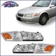 Chrome Pair Headlights Assembly Left & Right For 2000 2001 Toyota Camry