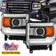 Pair LED Headlights W/DRL For 2014-2018 GMC Sierra 1500 2500HD 3500HD Chrome