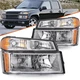 Fits 04-12 Chevy Colorado GMC Canyon Chrome Headlights Amber Corner Bumper Lamps Fits 04-12 Chevy Colorado GMC Canyon Chrome Headlights Amber Corner Bumper Lamps