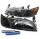 For 97-99 Toyota Camry Black Headlights Lamp w/Corner Light+Blue LED DRL Signal