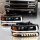 FULL LED Headlights Amber Corner For 1999-2002 Chevy Silverado 2000-06 Suburban