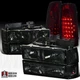 Fit 94-98 GMC C10 Smoke HeadLIGHT Bumper Corner LIGHT+LED Red Smoke Tail LIGHT