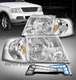 FOR 02-05 FORD EXPLORER SUV CHROME FACTORY STYLE HEADLIGHT W/BLUE LED DRL SIGNAL