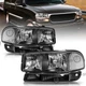 For 1999-2006 GMC Sierra Yukon 1500 Black Housing Pair Headlights + Bumper Lamp