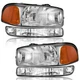 Pair Headlights Assembly For  1999-2006 GMC Sierra 1500 2500 Yukon XL Halogen