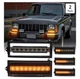 Smoked Sequential LED DRL Signal Lights For 84-96 Jeep Cherokee & 86-92 Comanche