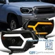 Fit 2012-2015 Toyota Tacoma Black Smoke Projector Headlights Sequential LED Bar