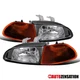 Fits 92-95 Honda Civic 4Dr Black Headlights+Smoke/Amber Corner Lights Lamps Pair
