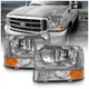 Anzo Headlight For Ford F-250 Super Duty 1999-2004 Left and Right Chrome