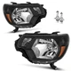 Pair Headlights Black For 2012-2015 Toyota Tacoma Pickup Headlamps w/Bulbs