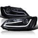 Fit 2011-2018 Vw Jetta Mk6 Euro Glossy Black Projector Headlights+Led Light Bar