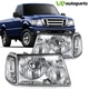 For 2001-2011 Ford Ranger Headlights Assembly Pair Chrome Housing Clear Lens