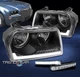 For 2005-2010 Chrysler 300 LED Tube Halogen Black Headlights Headlamp w/DRL Kit