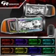 Chrome/Amber RGB LED Headlights for 1994-2002 Dodge Ram 1500 2500 3500 Exc Sport