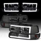 Smoke LED Tube Headlights+Bumper Lamps Fit 1999-2002 Chevy Silverado 00-06 Tahoe