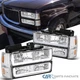 Fits 94-98 GMC C10 C/K 1500 2500 Sierra Yukon Headlights Bumper Lamps w/ LED Bar