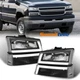 Chrome Headlights Bumper Lamps LED DRL For 2003-2007 Chevy Silverado Avalanche