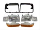 For 92-98 FORD F250 F350 92-96 BRONCO HEALIGHT SIGNAL CORNER LIGHT BEZEL BLACK