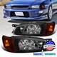 Fits 95-01 Subaru Impreza Black Headlights+Corner Turn Signal Lamps