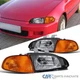 Fits Honda 92-95 Civic 2/3Dr JDM Headlights Black+Corner Turn Signal Amber Lamps