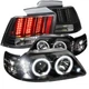 For Ford Mustang Dual Halo Black Projector Headlights+Sequential LED Tail Lights