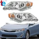 Pair Headlight  For Toyota Camry 2012-2014 Halogen Type Projcetor Chrome Housing