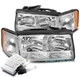 FOR 97-99 CADILLAC DEVILLAC CHROME REPLACEMENT HEADLIGHT HEADLAMP LAMP+8000K HID