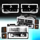 For 1994-2000 Chevy C/K 1500-3500 Suburban Square-LED DRL Headlights Black/Amber