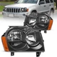 Black Housing Front Lamps Headlights Assembly For 2005-2007 Jeep Grand Cherokee