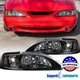 Fits 1994-1998 Ford Mustang Head Lamps Corner Lights Black 94-98 Replacement