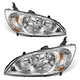 Pair Headlights For 2004-2005 Honda Civic 2/4 Door Chrome Headlamps Left+Right