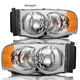 Chrome Amber Headlights For 2002-2005 Dodge Ram 1500 2500 3500 LH+RH