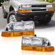 Fit For 98-04 Chevy S10 Blazer Chrome Housing & Amber Headlights Left+Right