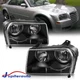 Pair Black Housing Headlight Halogen Lamps For 2005-2010 Chrysler 300 Halogen